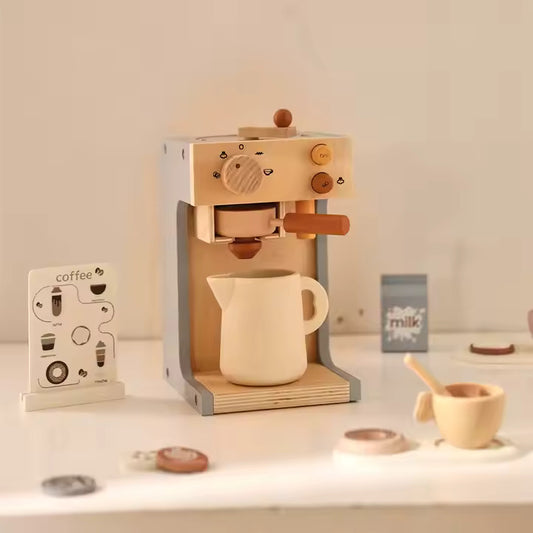 Wooden Coffee Machine Pretend Play Set