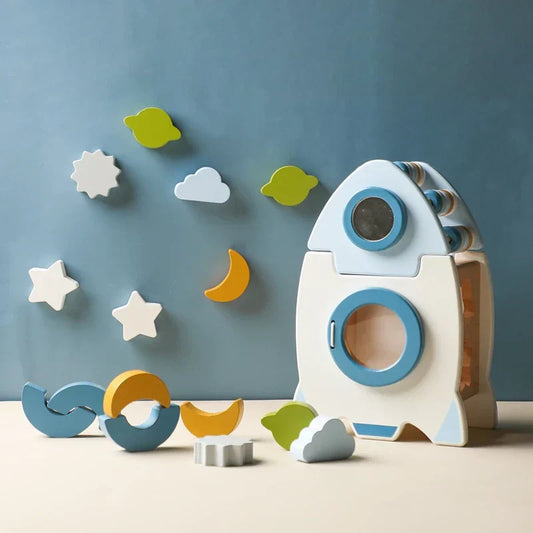 5 in 1 Wooden Rocket Montessori Toy